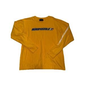 Vintage Aeropostale Long Sleeve Spellout Shirt Size Large‎ Yellow Sleeve Hit Y2K